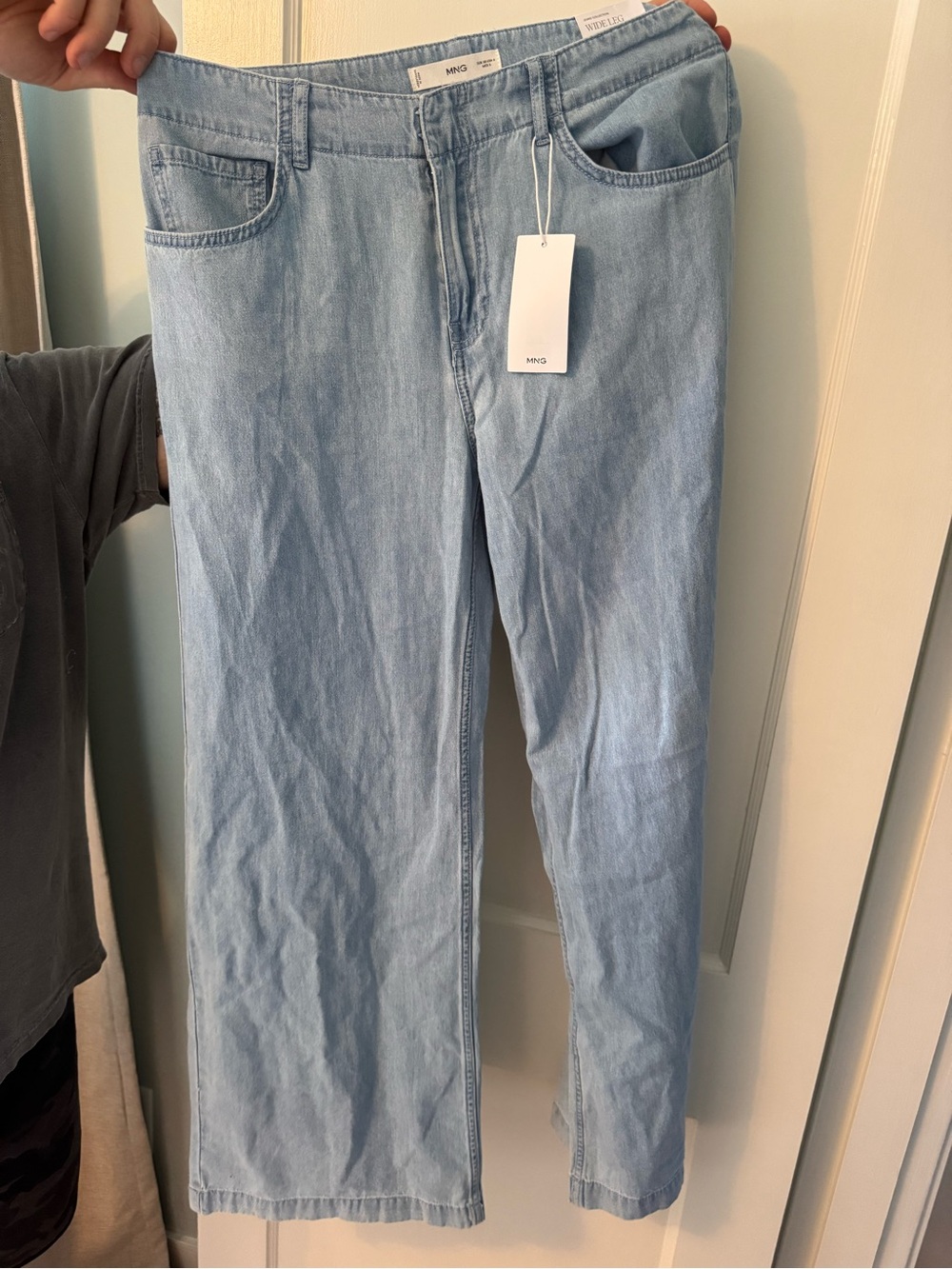 Mango Light Wash Wide Leg 100% Cotton Jeans